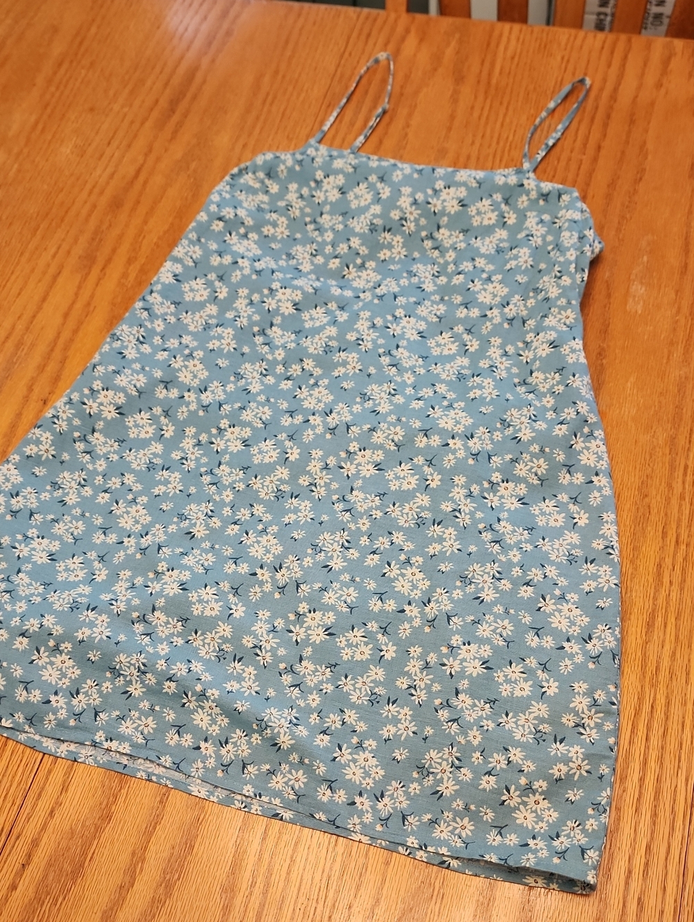 American Eagle Blue Floral Cotton Slip Dress with White Daisies - Picture 14 of 17